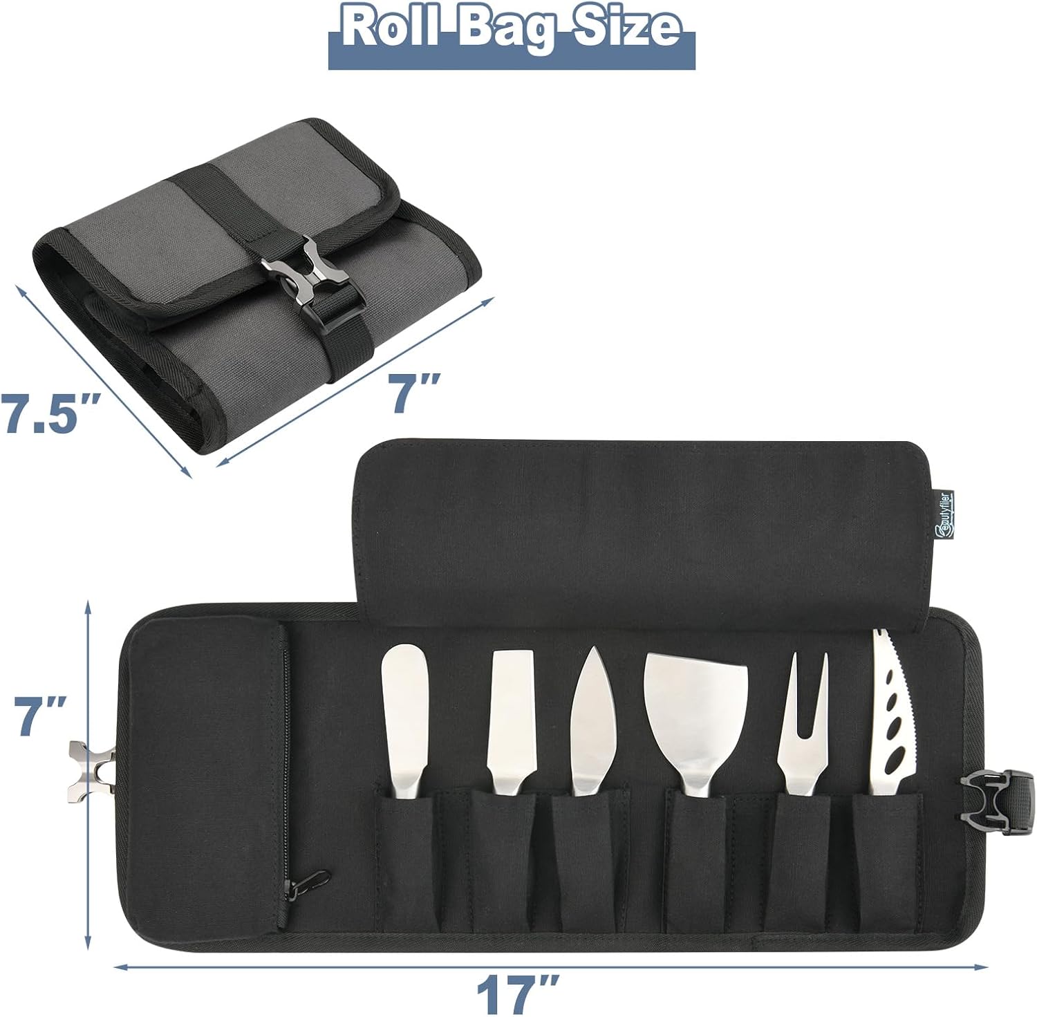 Cheese Knife Organizing Case Mini Knives Roll Bag for Travel Parties