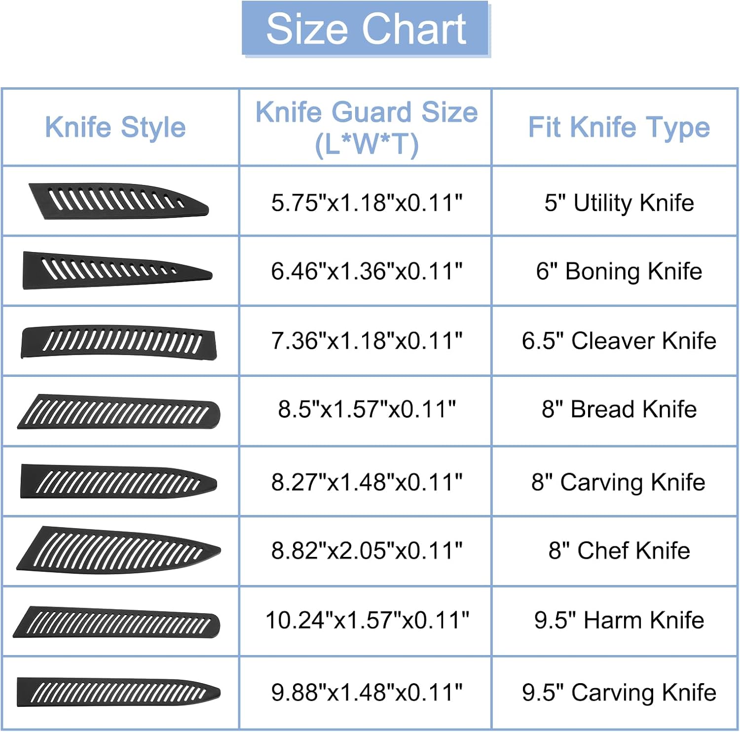 4-Piece Knife Sleeve Covers Blade Edge Protection for 6 Boning Knives