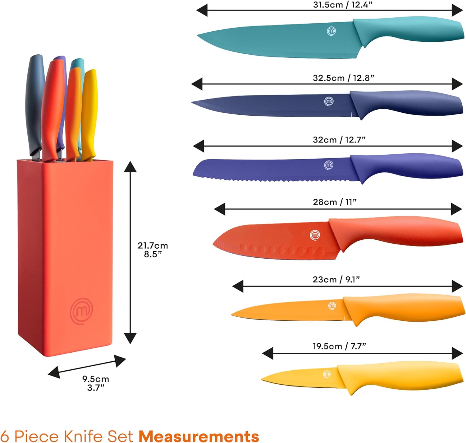 MasterChef 6-Piece Knife Block Set Red