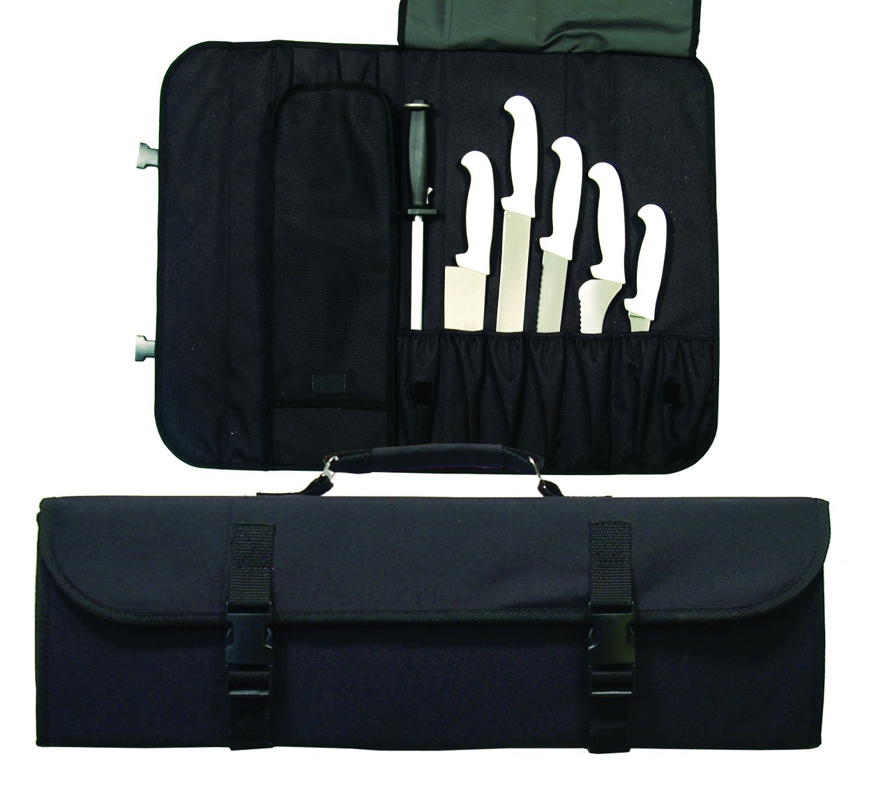 Update International CP-10 10 Pocket Nylon Cutlery Pouch Black