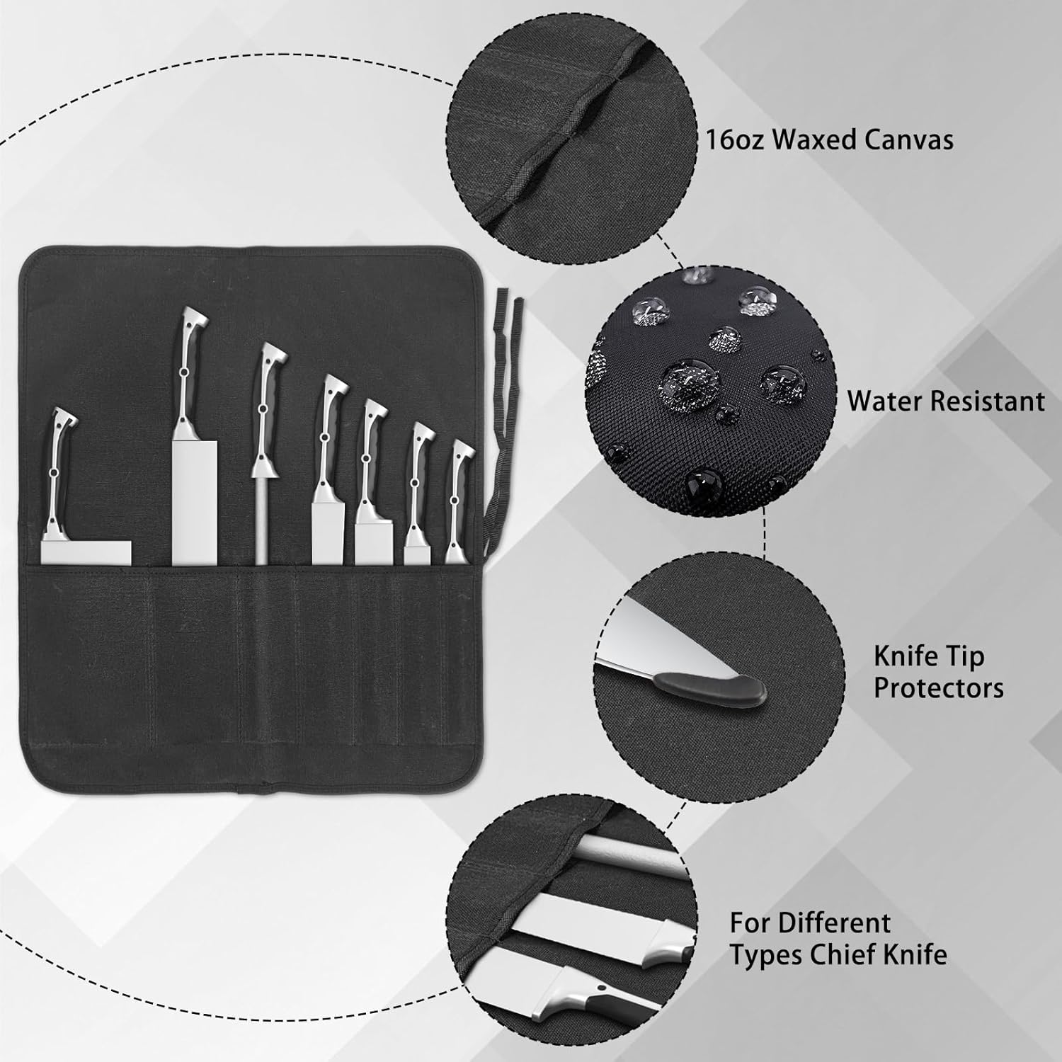 Lelezone Professional Chef Knife Roll Bag for Kitchen Storage