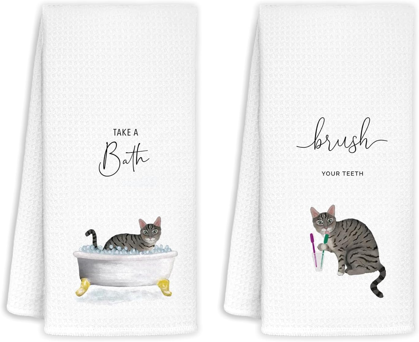 Funny Cat Towels for the Bathroom Set of 2