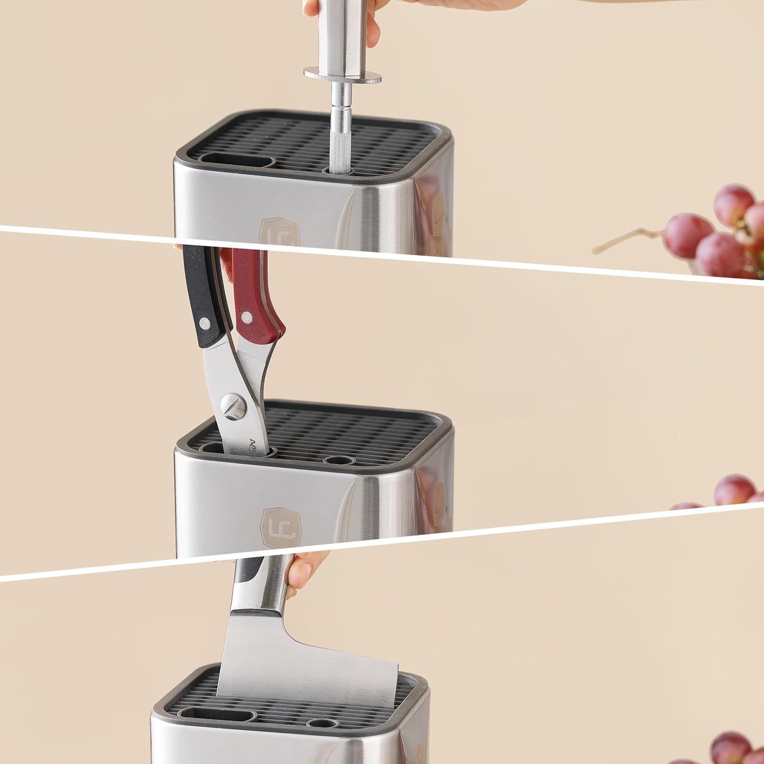Lccowot Space-Saving Stainless Steel Knife Block
