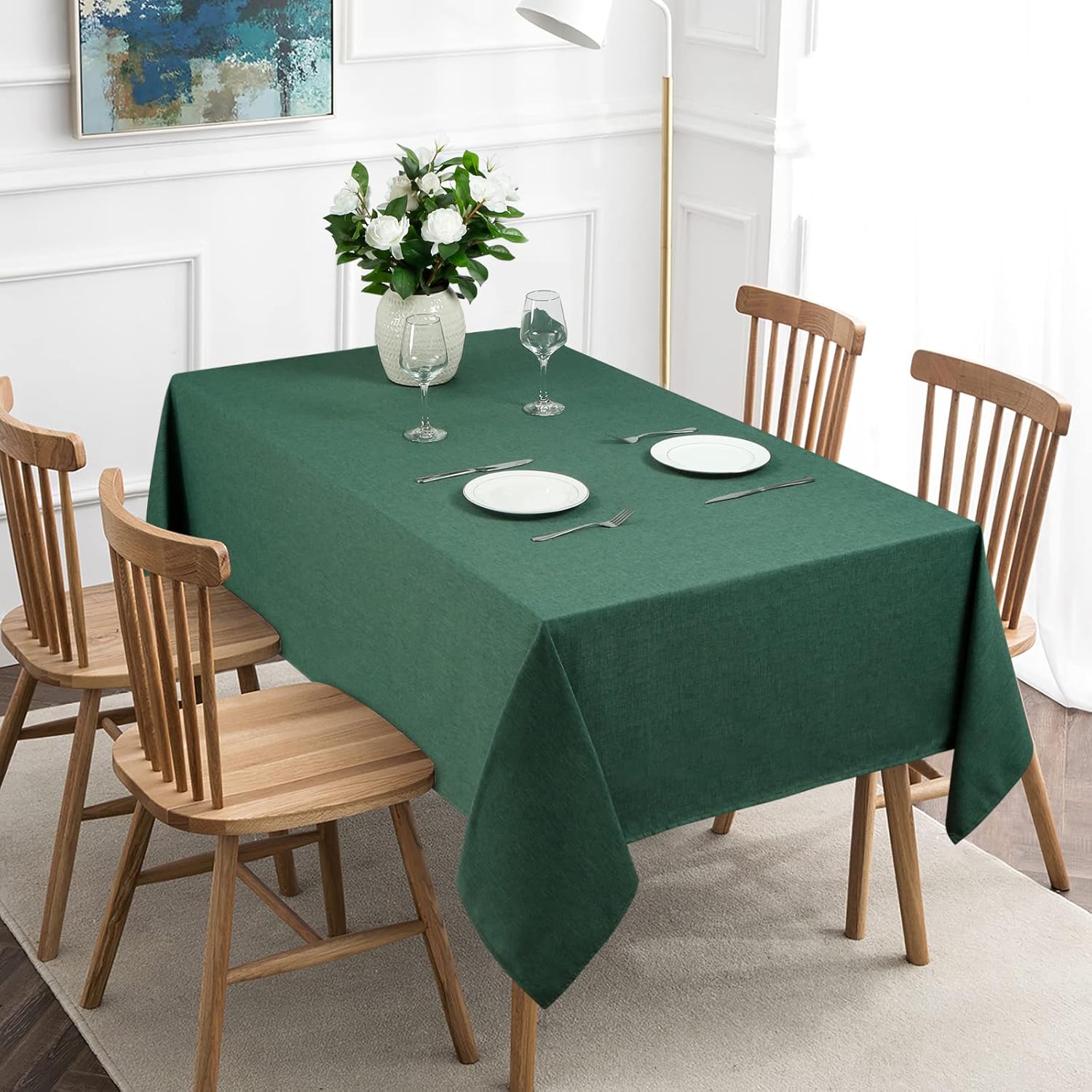 JUCFHY Rectangle Table Cloth 60x104 Inch Hunter Green