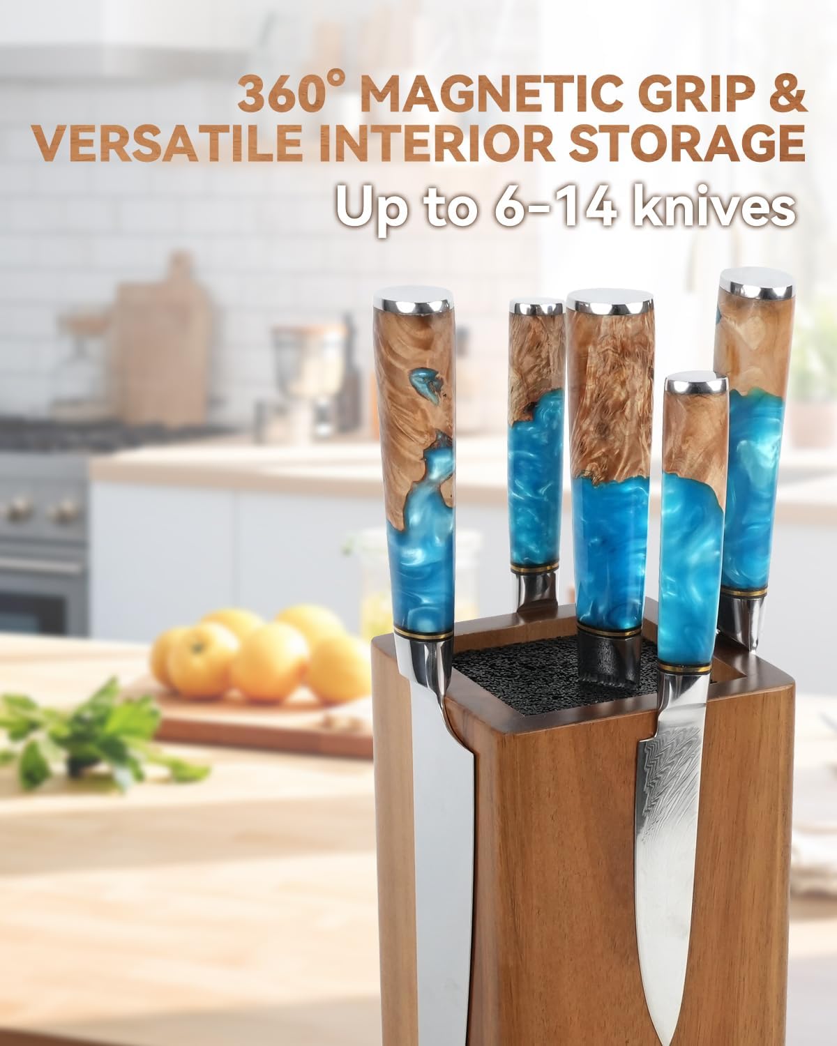 KUCHEASY Magnetic Knife Block360 Rotating Storage with Strong Magnets