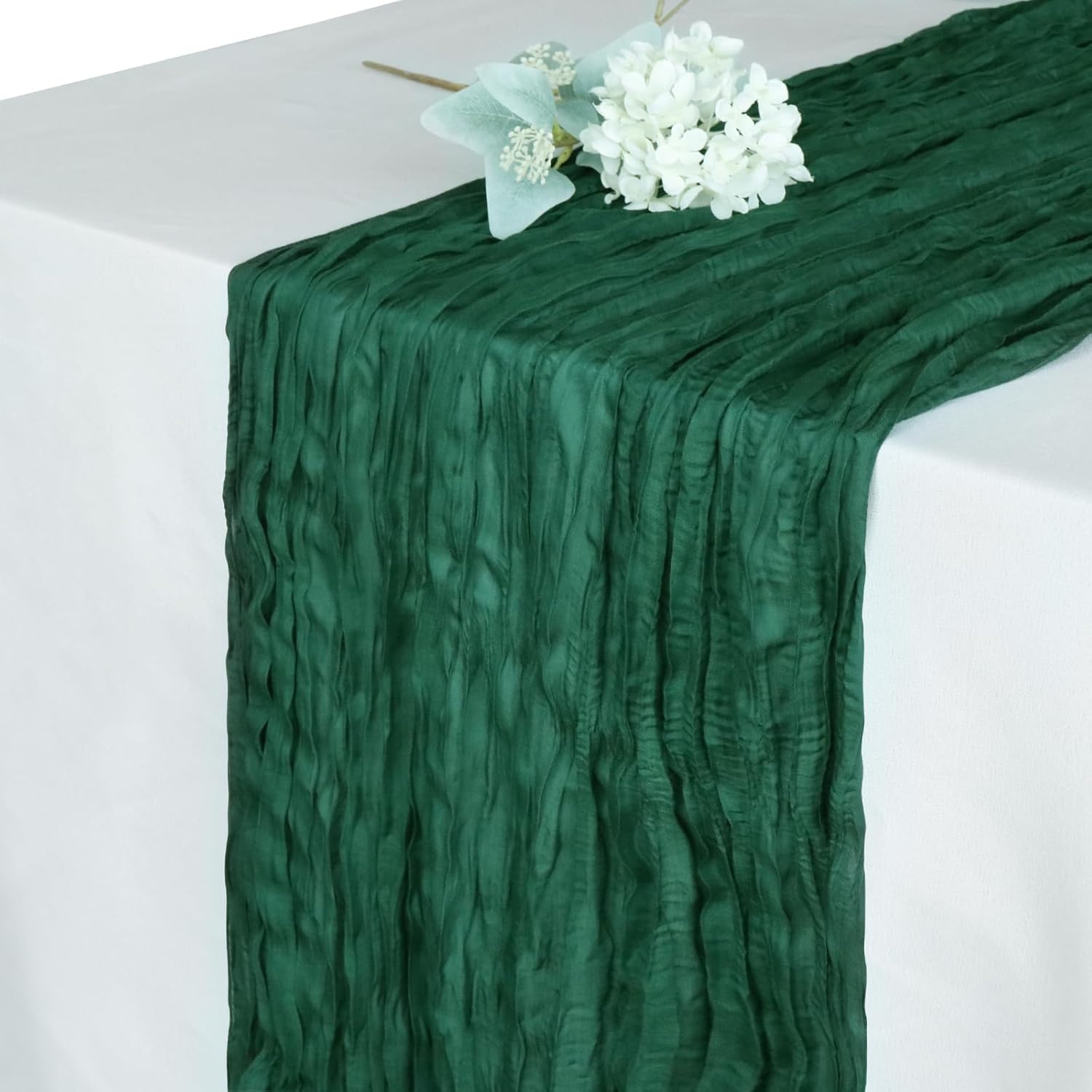 Pusunas Cheesecloth Table Runner 2 Pack 10 Ft Emerald Green