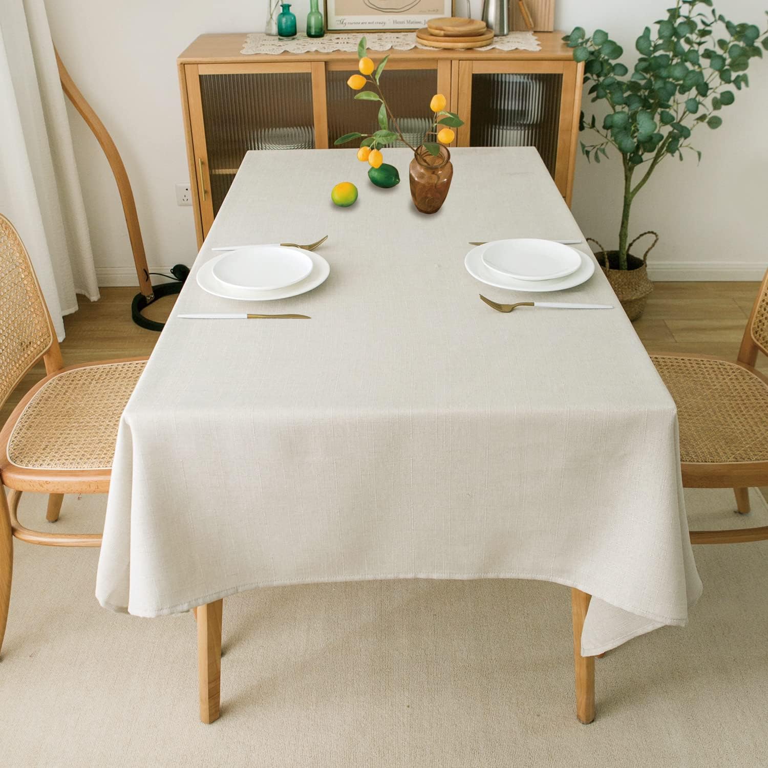 NLMUVW Linen Tablecloth 54 x 78 Inch Rustic Water Resistant