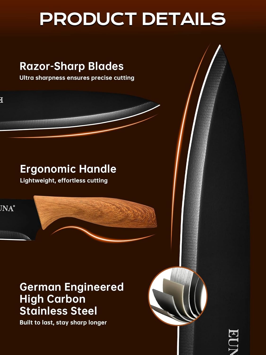 Premium 19-Piece Knife Set for Every Cook