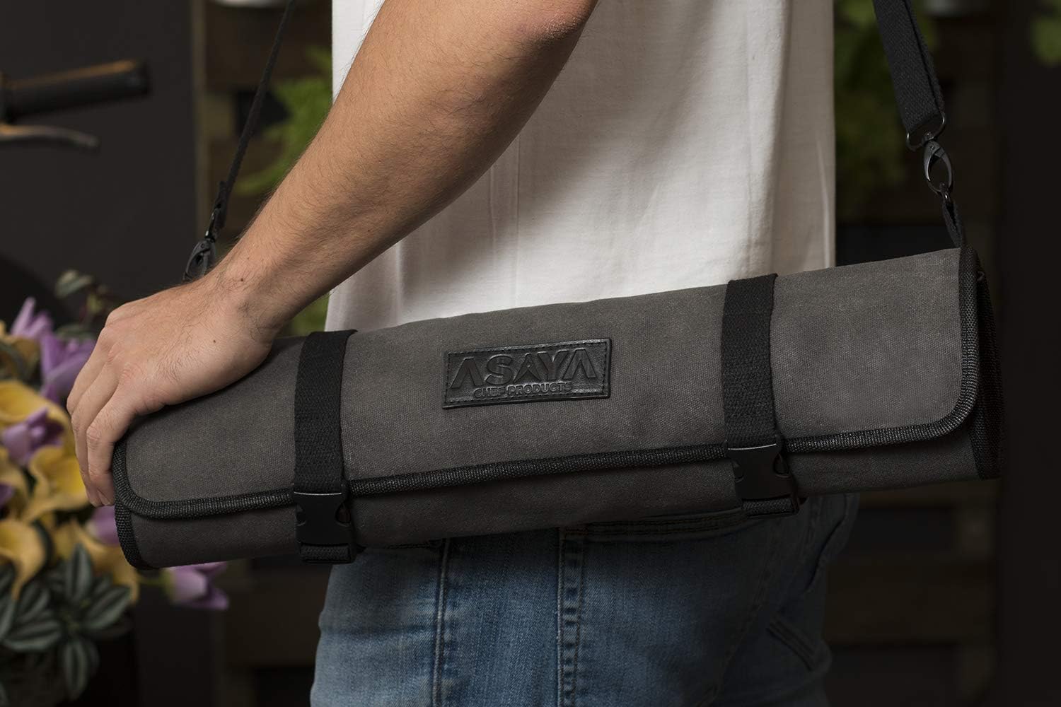 Asaya Canvas Chef Knife Roll Bag - 10 Knife Slots