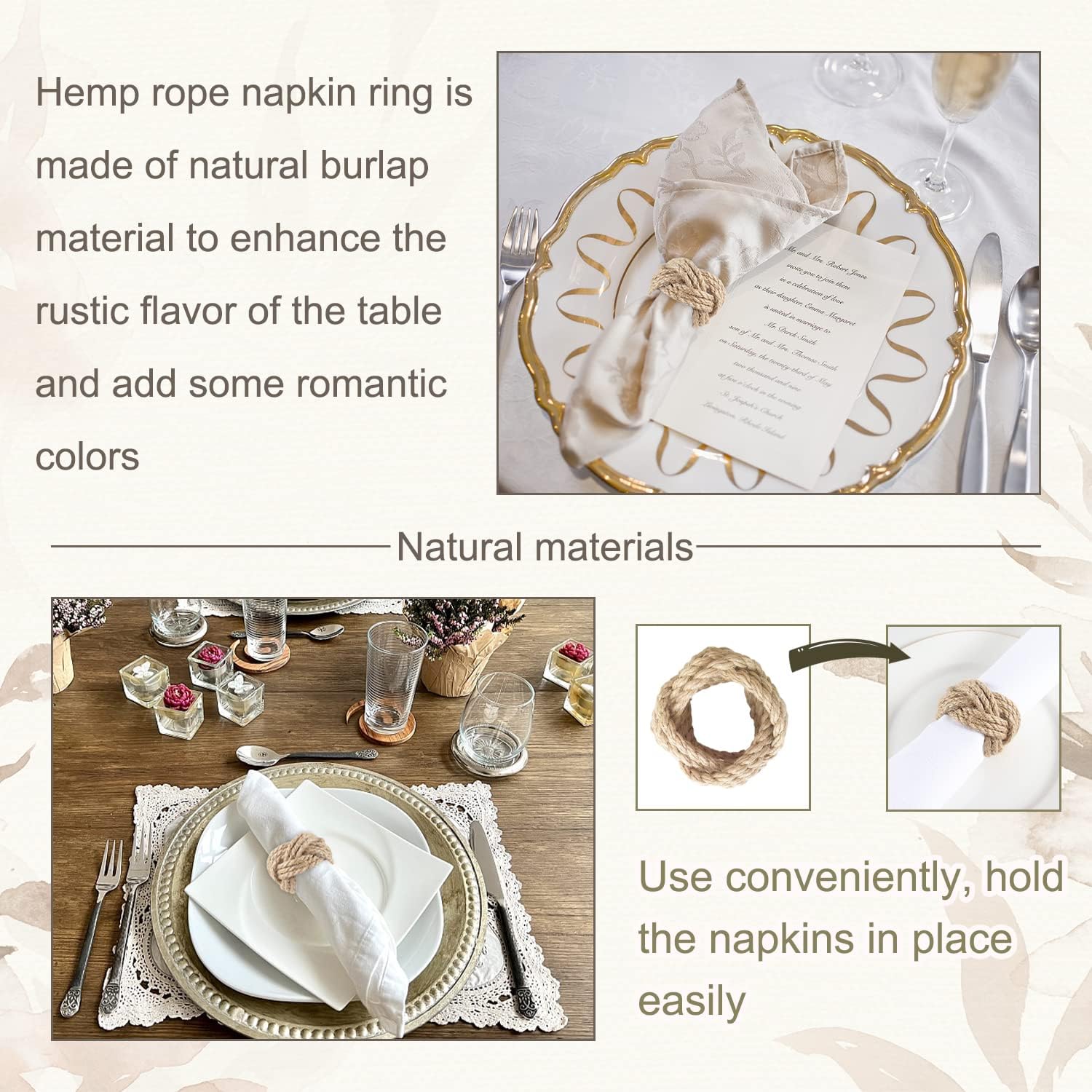 6-Piece Rustic Napkin Rings Set