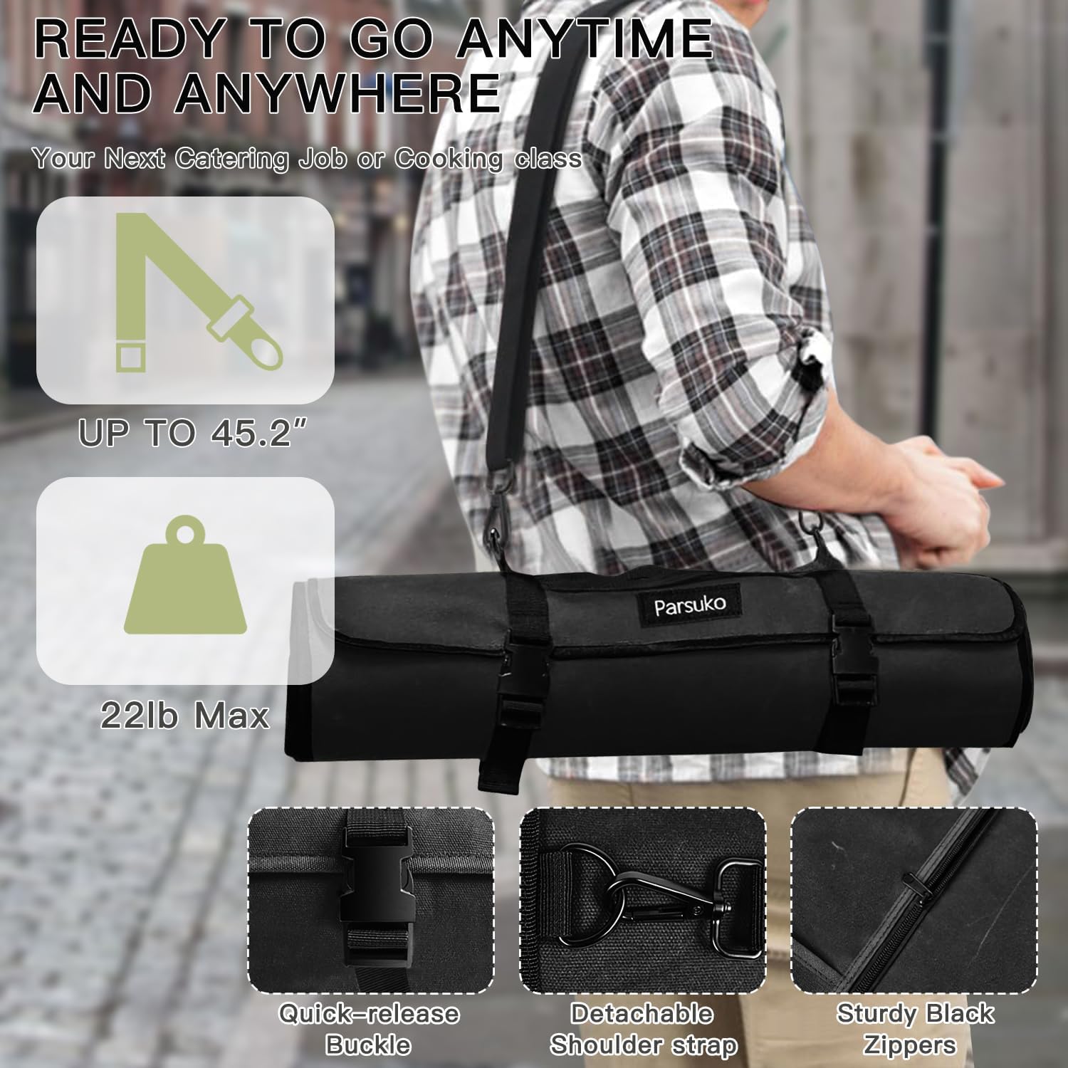 Parsuko Chef Knife Roll Bag
