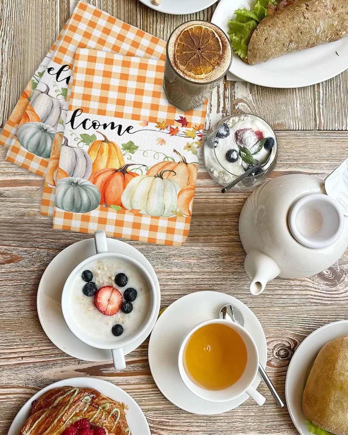 Vibrant Fall Plaid Kitchen Towels 3-Pack