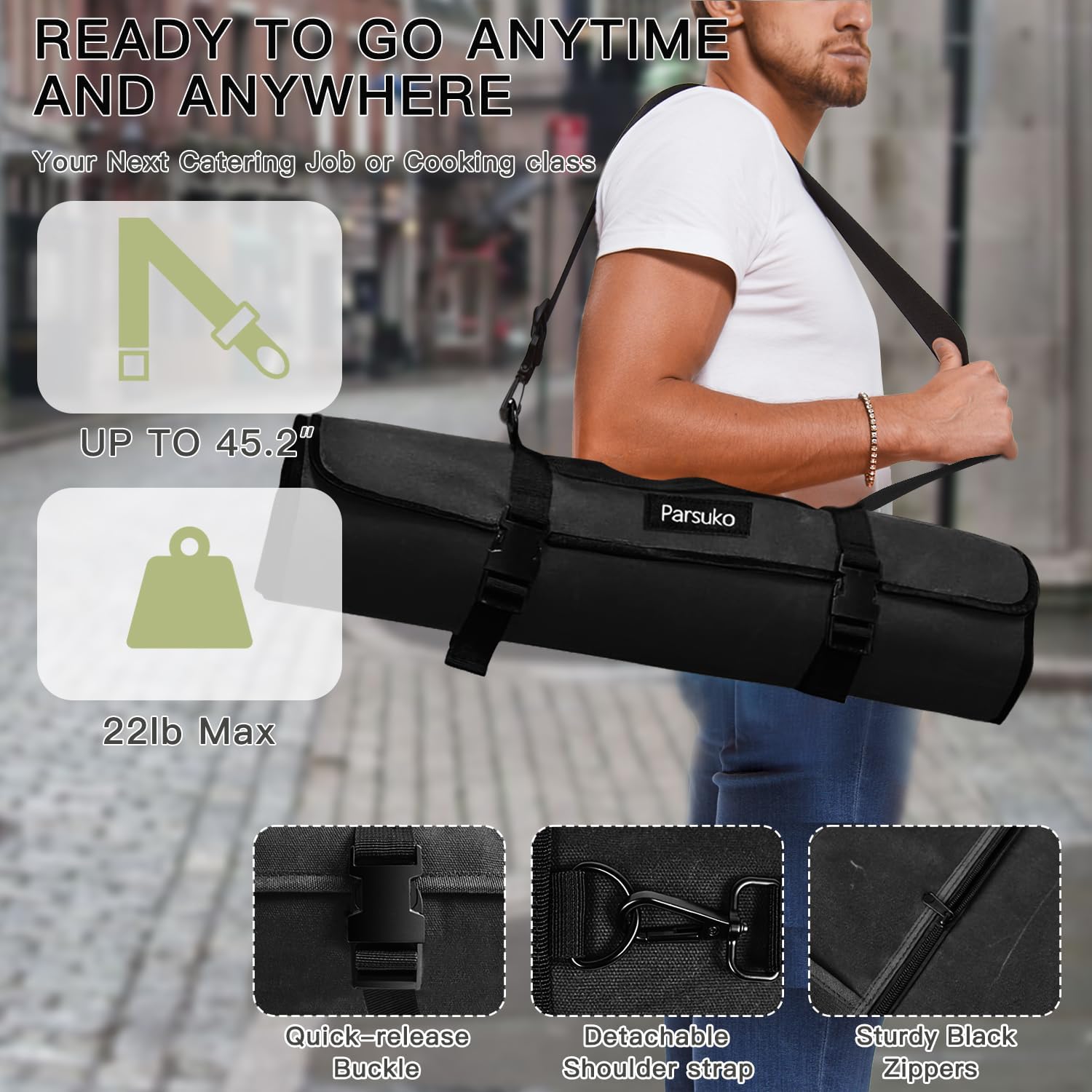 Parsuko Chef Knife Roll Bag