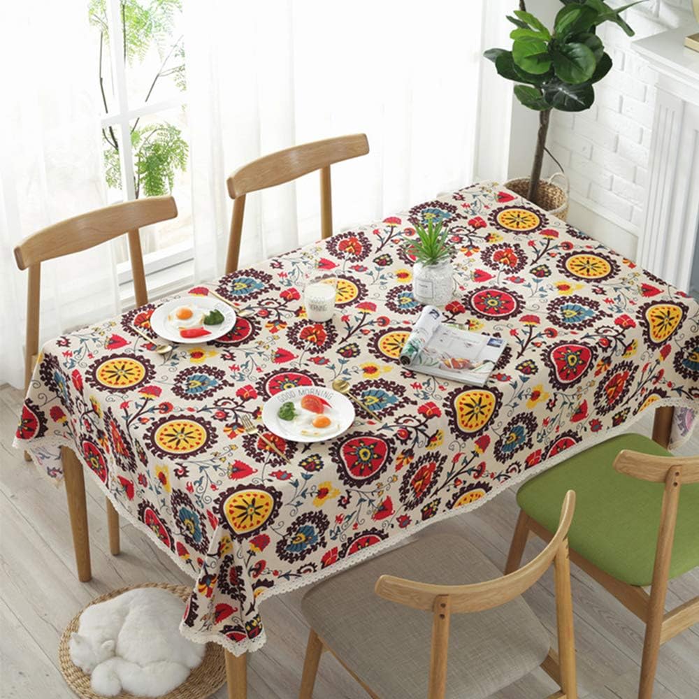 Aothpher Boho Floral Jacquard Tablecloth 54x54 Inches