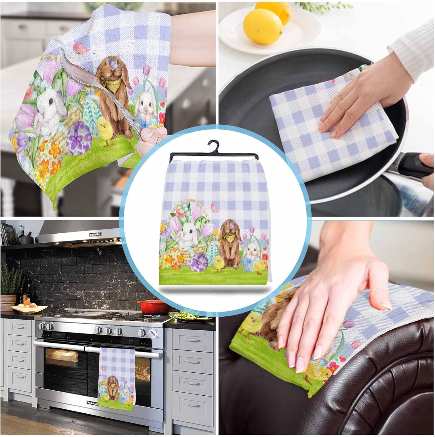 ZOE GARDEN Easter Basket Bunny Kitchen Towels