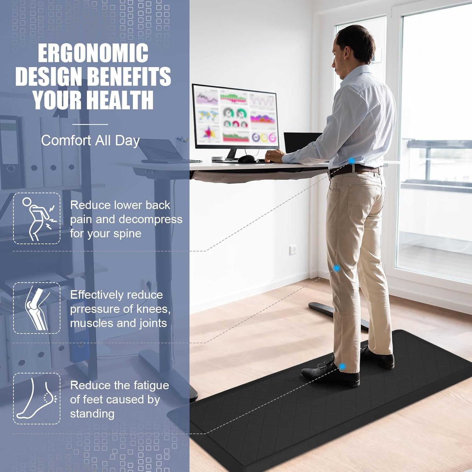 Cushioned Kitchen Mat 2-Pack Anti-Fatigue Heavy Duty Ergonomic Comfort