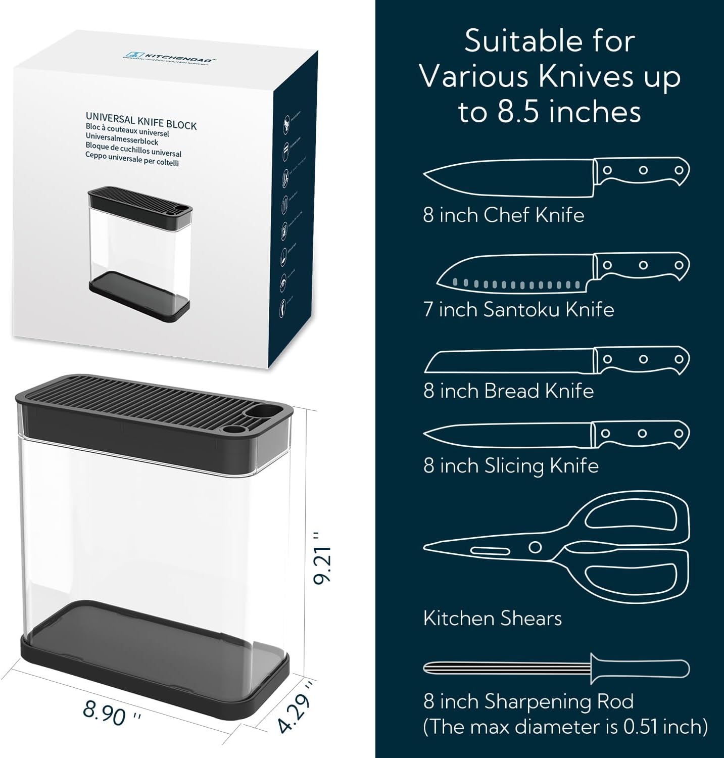 KITCHENDAO XL The Perfect Knife Block for Every Day and Special Occasions