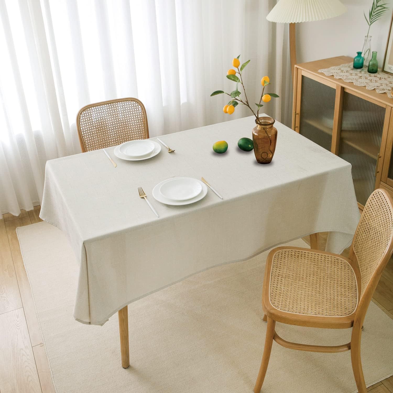 NLMUVW Linen Tablecloth 54 x 78 Inch Rustic Water Resistant