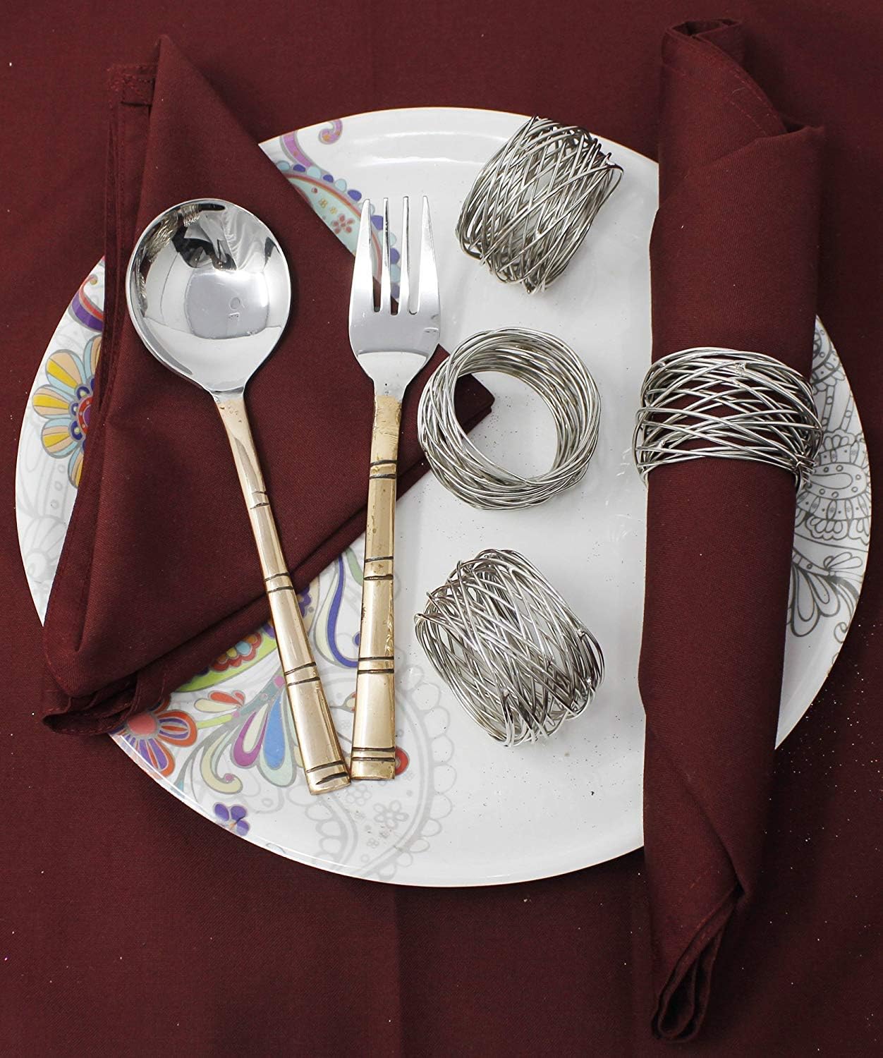 Kaizen Casa Handmade Round Mesh Napkin Rings Holder Set of 6