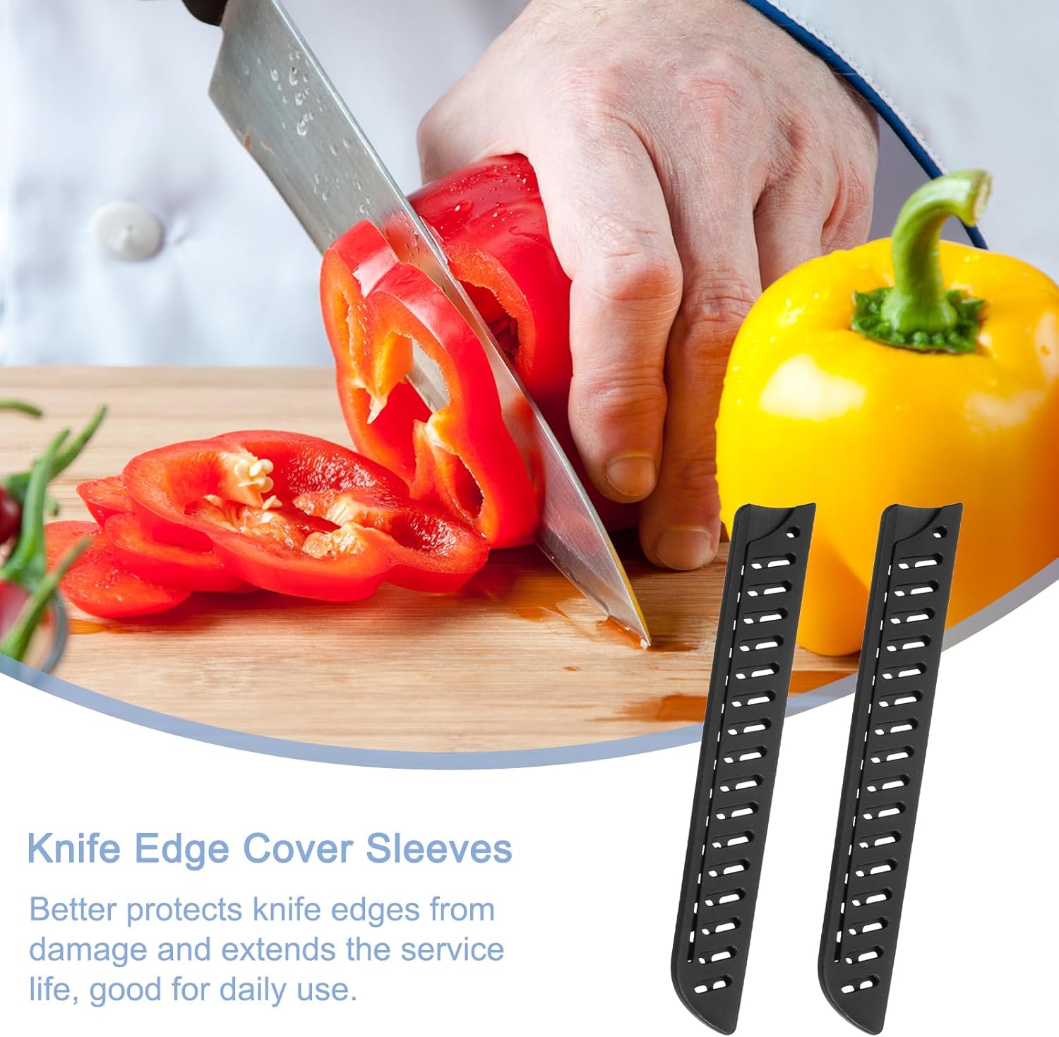 4-Piece 8-inch Knife Edge Guards Durable Black Kitchen Set