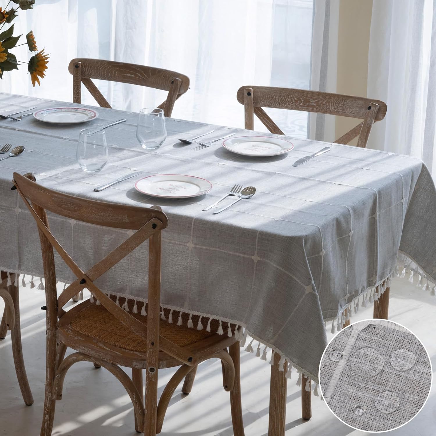 Winknowl Rustic Tablecloth 55x70 Inch Machine Washable