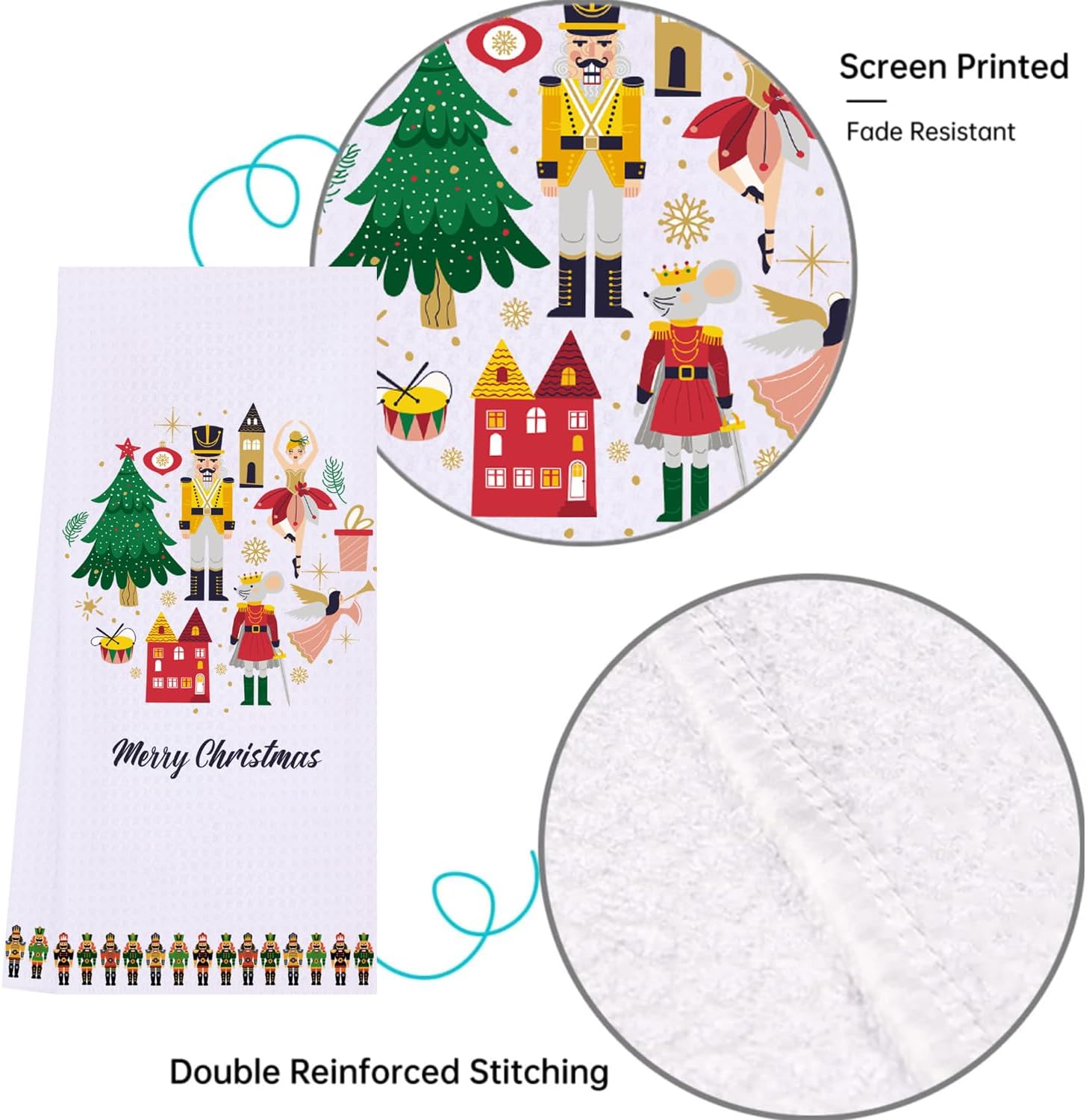 LXOMILL Nutcracker Christmas Kitchen Towels Set