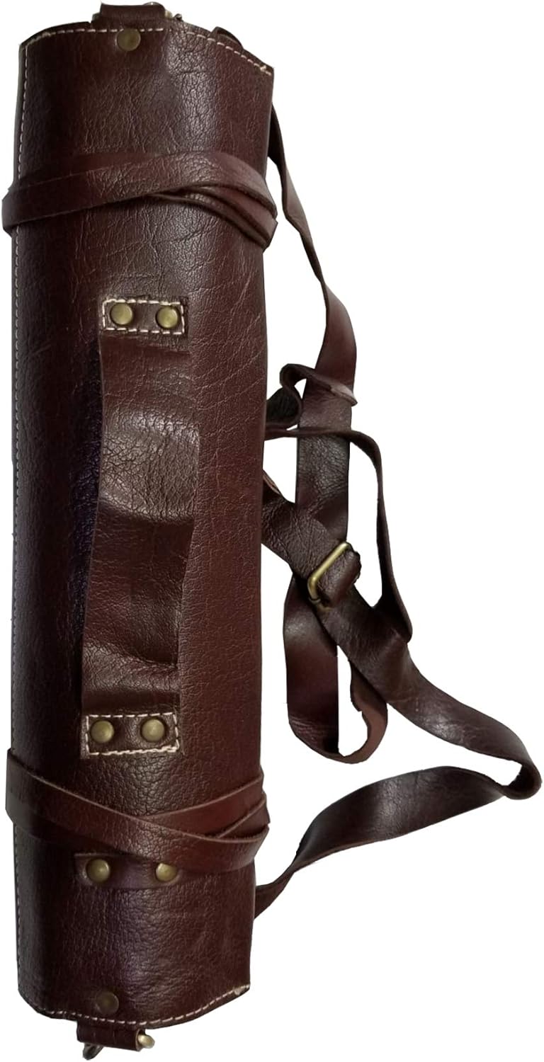 Solid Premium Leather Chef Knife Bag Roll with 10 slots space