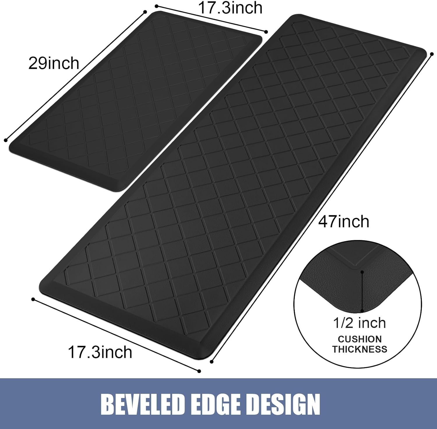 Cushioned Kitchen Mat 2-Pack Anti-Fatigue Heavy Duty Ergonomic Comfort