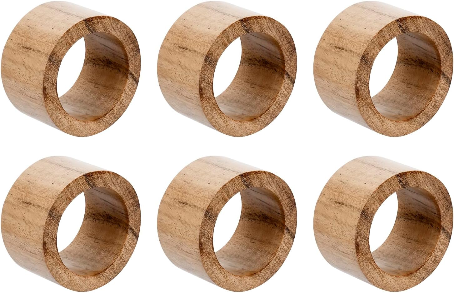 MyGift Rustic Natural Solid Acacia Wood Rings for Dining Napkins