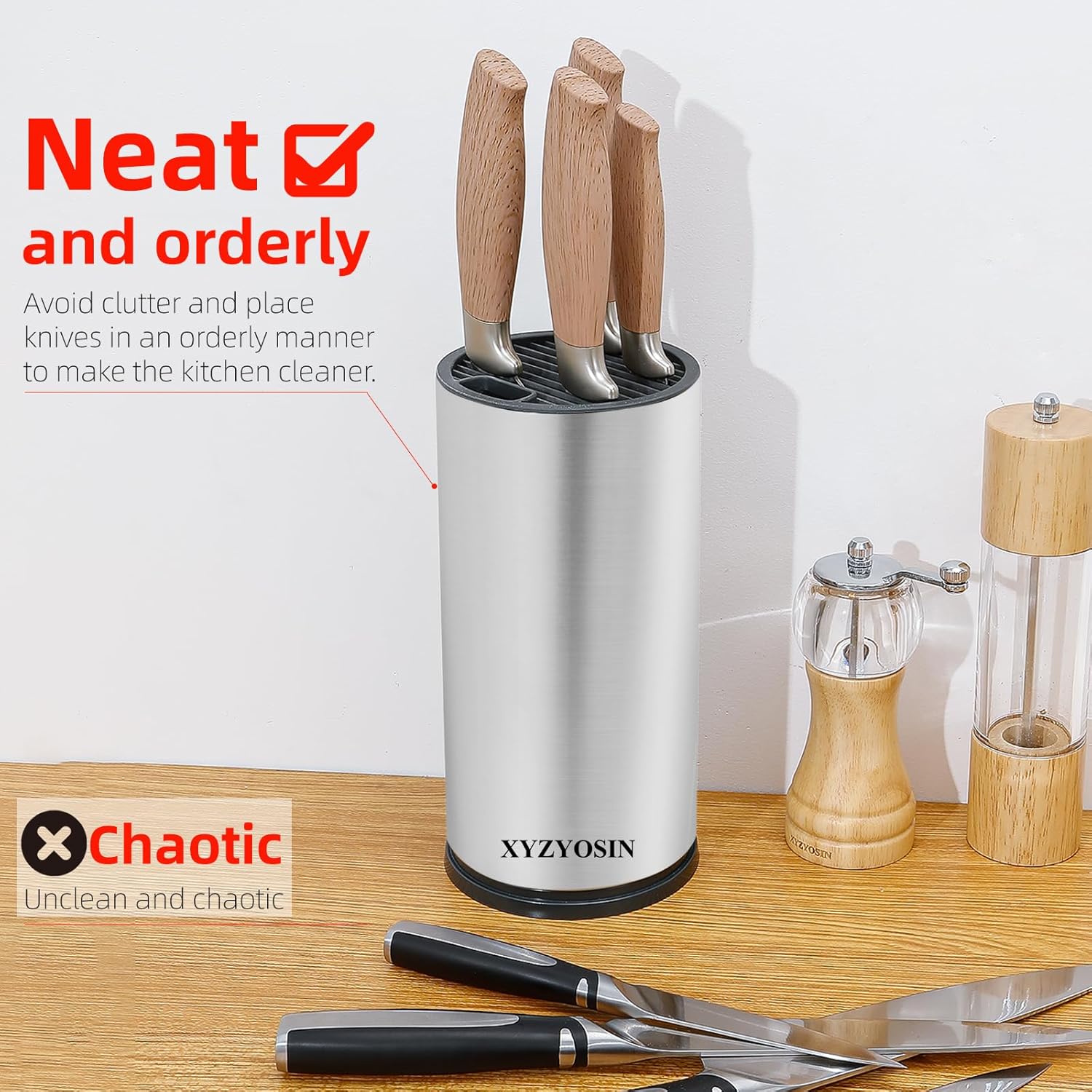 XYZYOSIN Stainless Steel Universal Knife Block