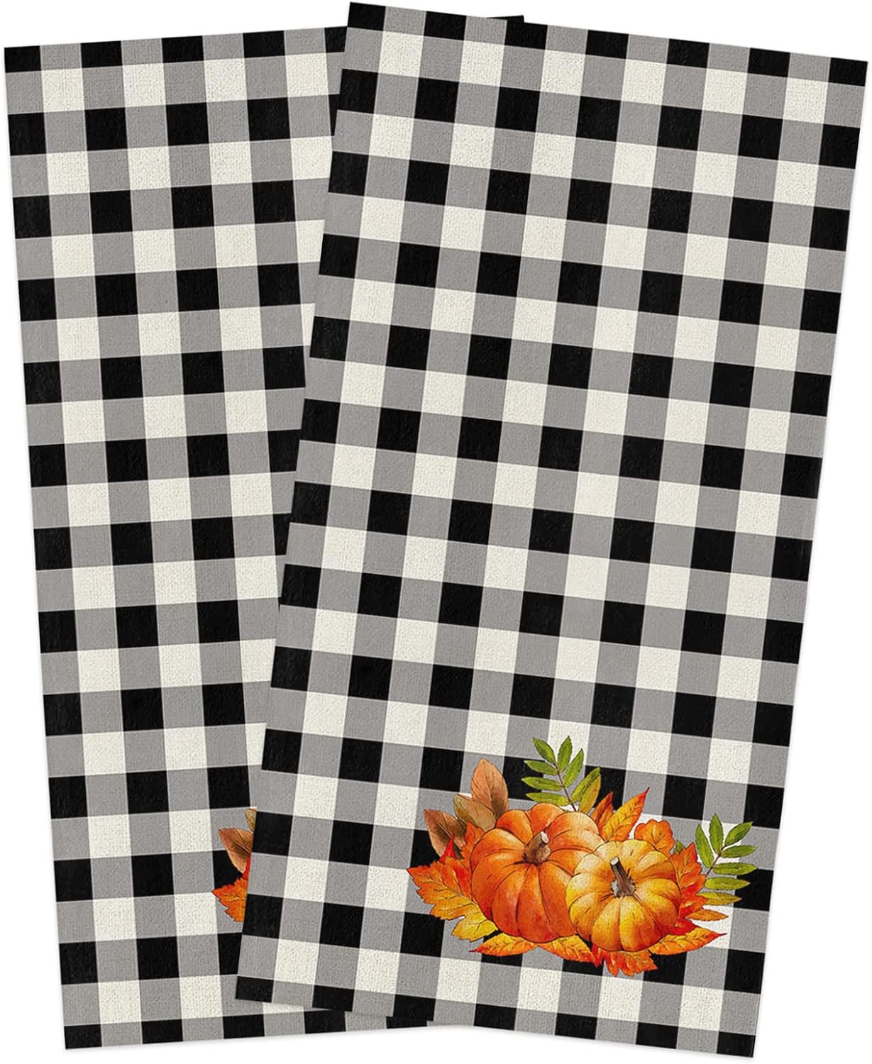 ZOE GARDEN Buffalo Plaid Black Kitchen Towels