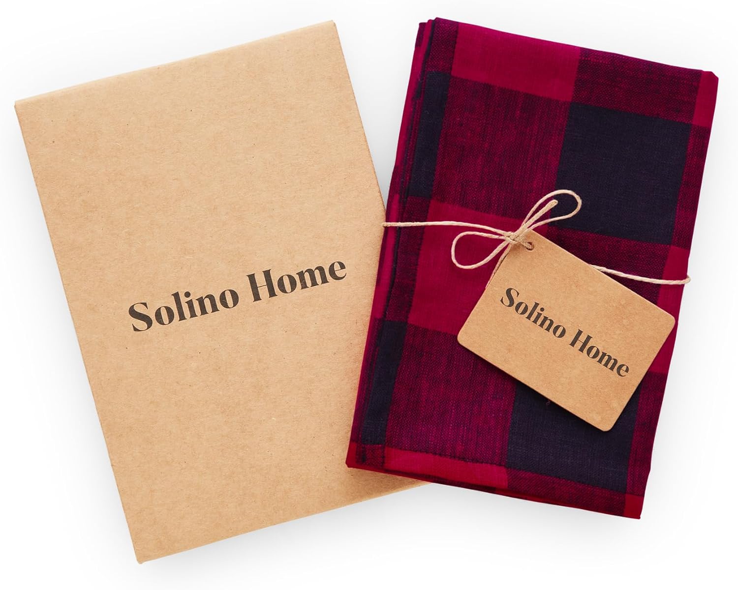 Solino Home Linen Kitchen Towels Set of 2 Red and Black