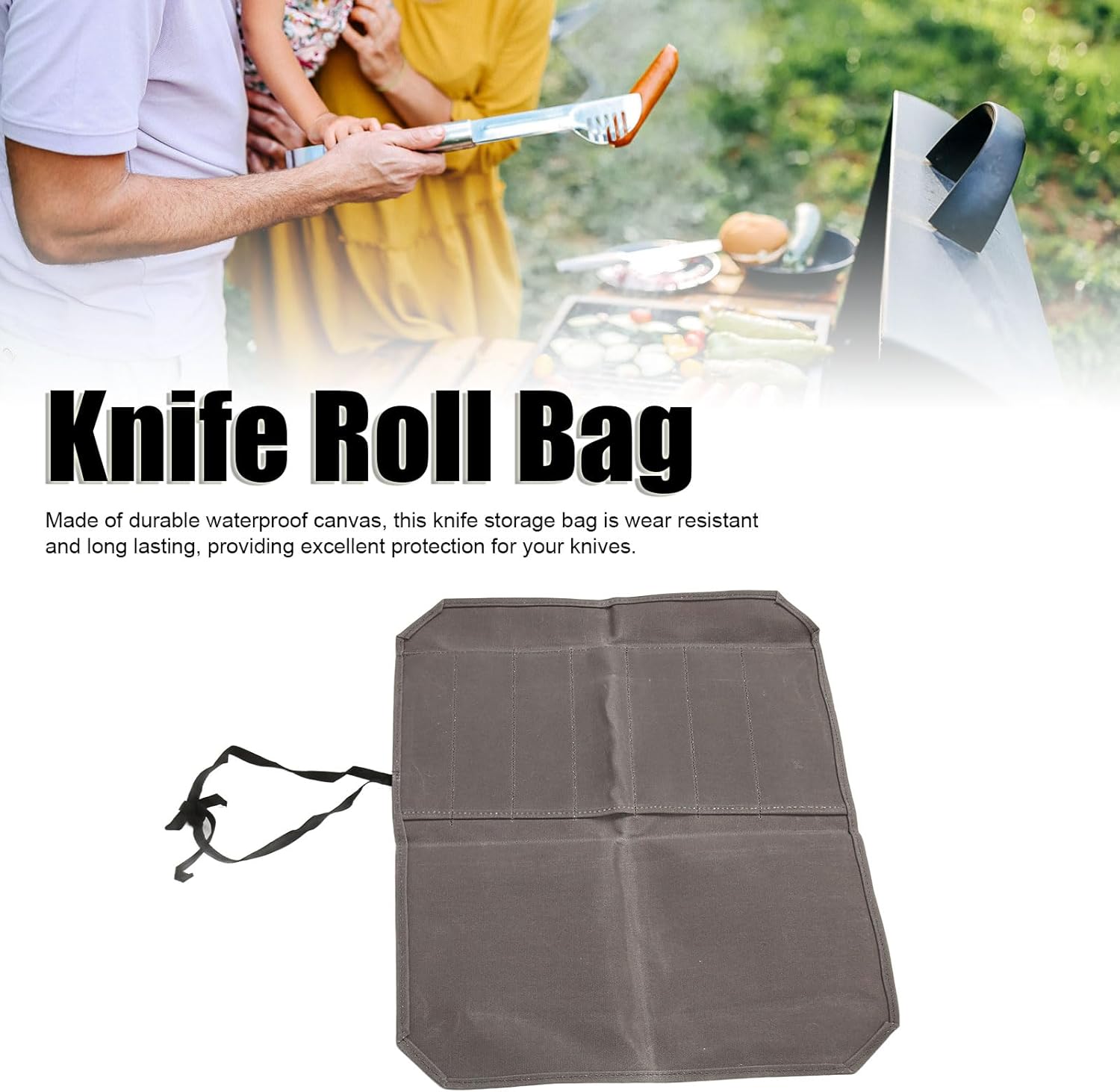 Sleek Waxed Canvas Knife Holder 7 Slots