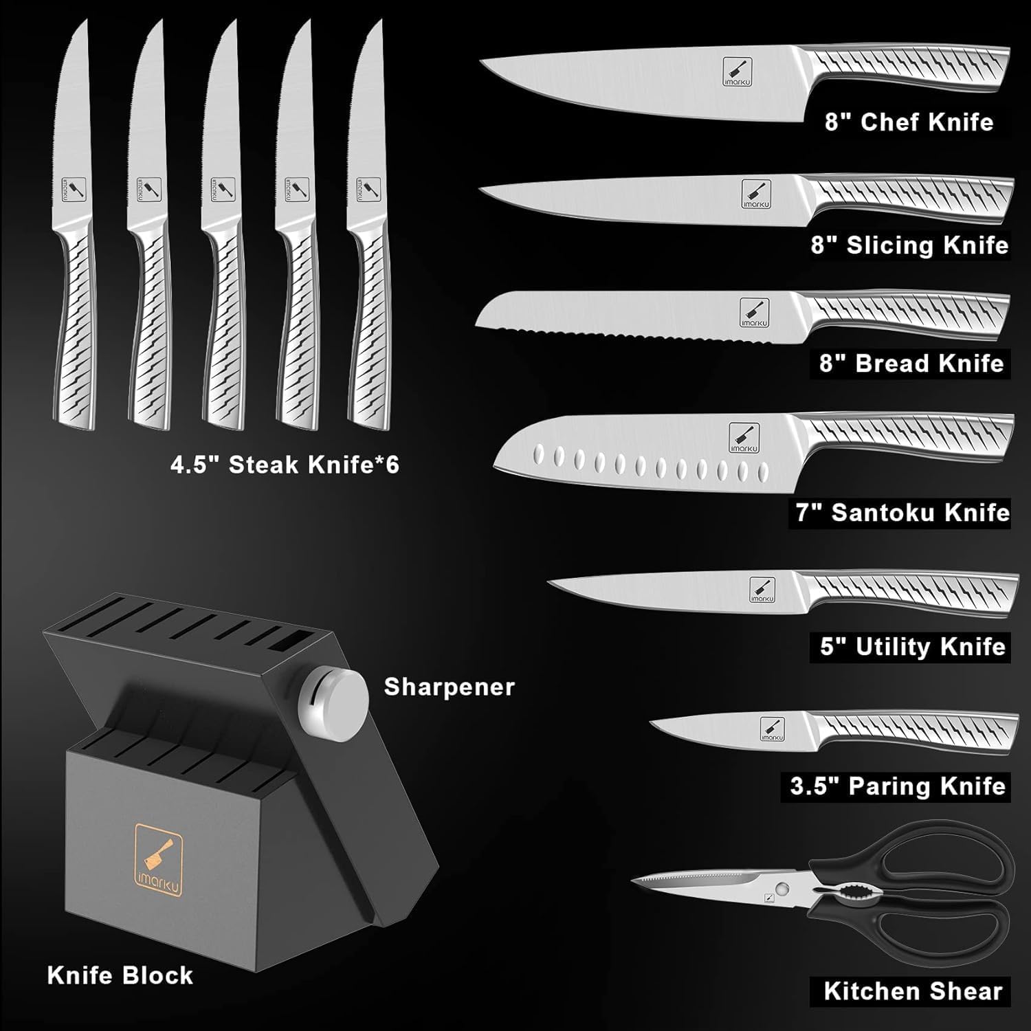 Imarku 14-Piece Kitchen Knife Set