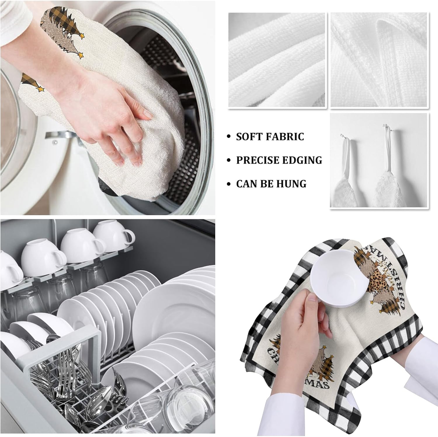 Leopard Plaid Kitchen Towels Absorbent Durable Perfect Holiday Gift
