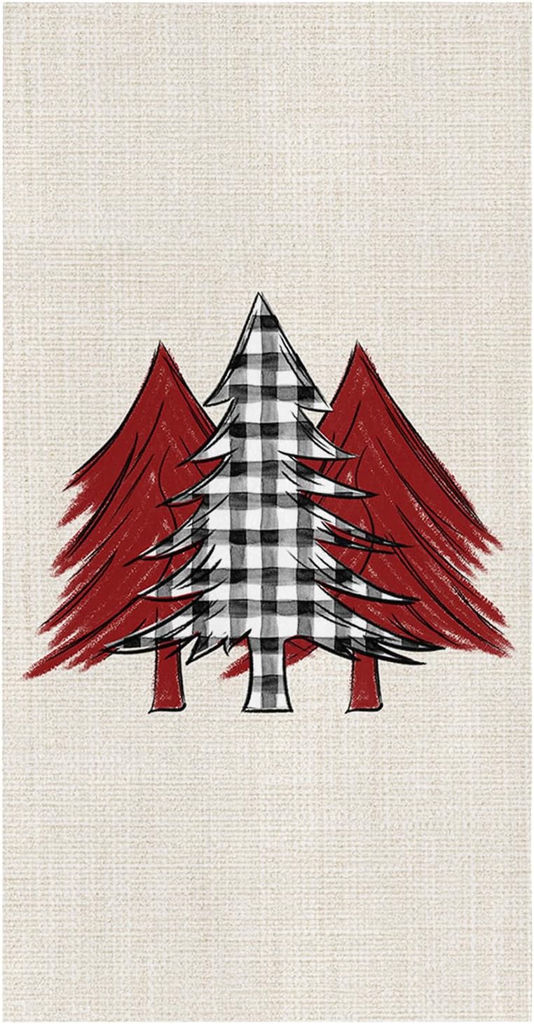 ZOE GARDEN Christmas Tree Checkered Kitchen Towel 18x28
