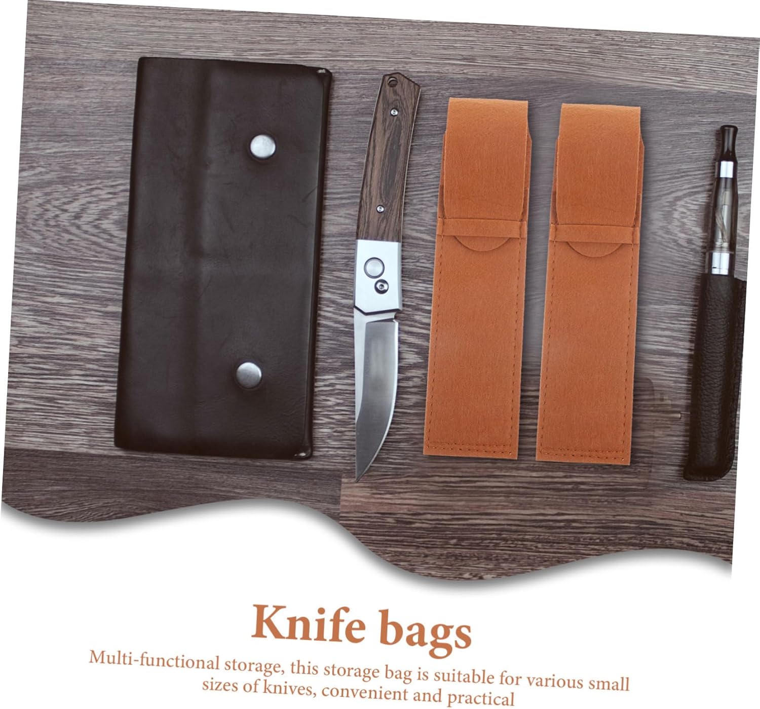 PRETTYZOOM 2pk Leather Cutlery Bag for Kitchen Storage