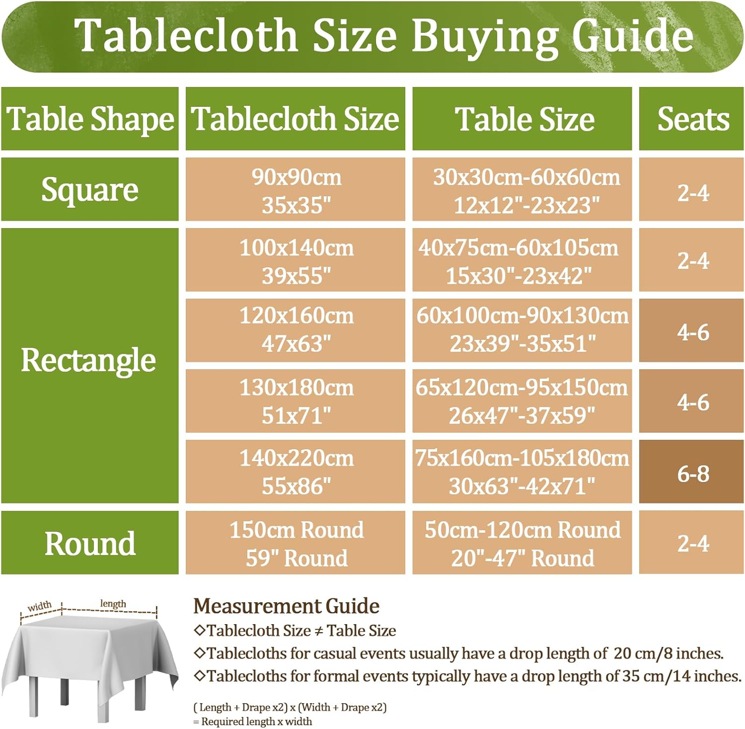 Durable Beautiful 55x102 Tablecloth Set for Dining picnics