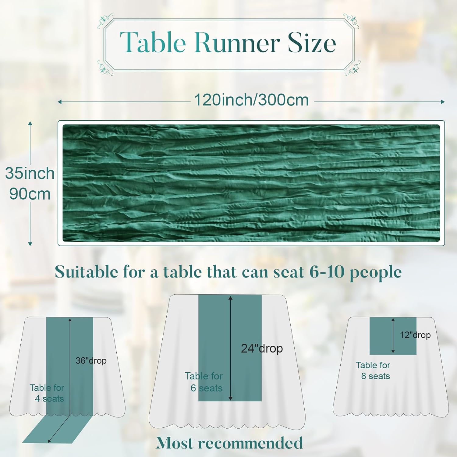 Pusunas Cheesecloth Table Runner 2 Pack 10 Ft Emerald Green