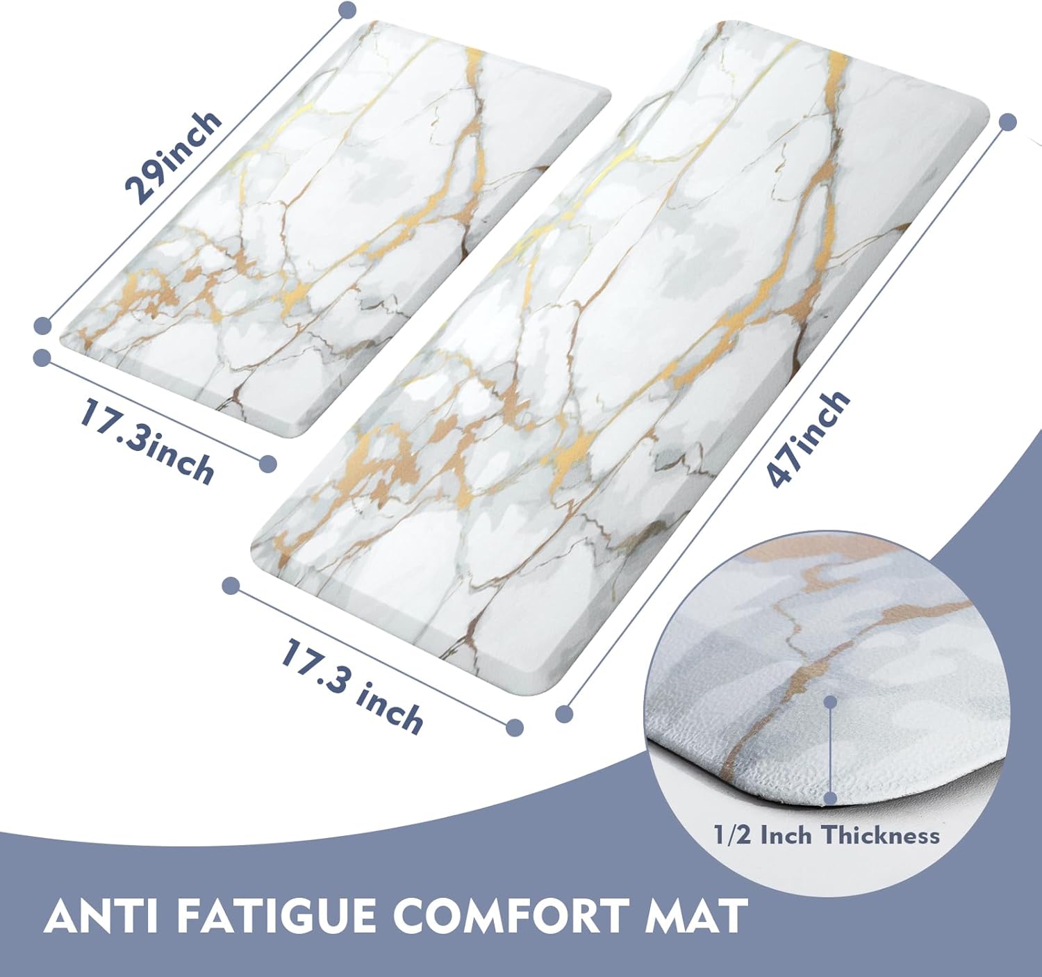 WEZVIX Anti Fatigue Kitchen Rugs 2 PCS Non-Slip