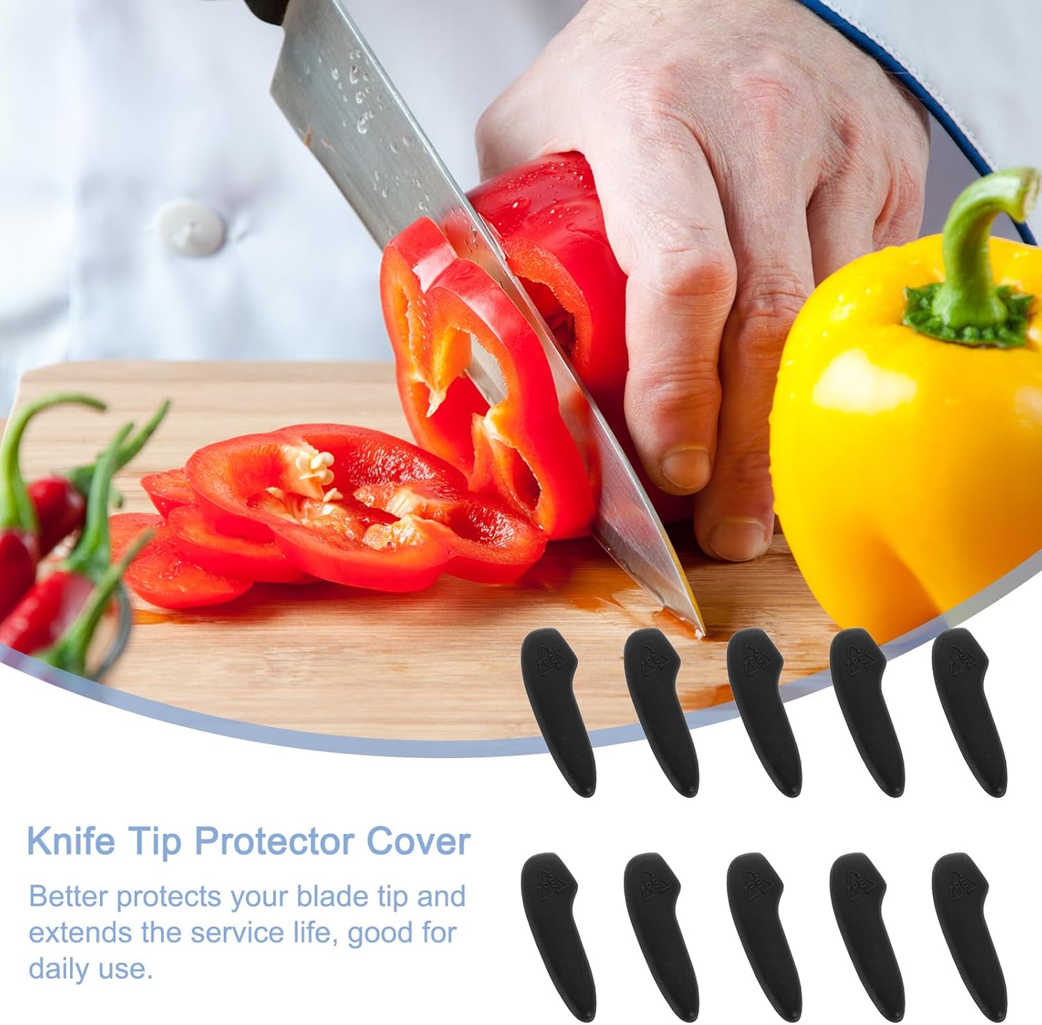 20PC Blade Tip Protector Covers for Kitchen Knives PP Material Black