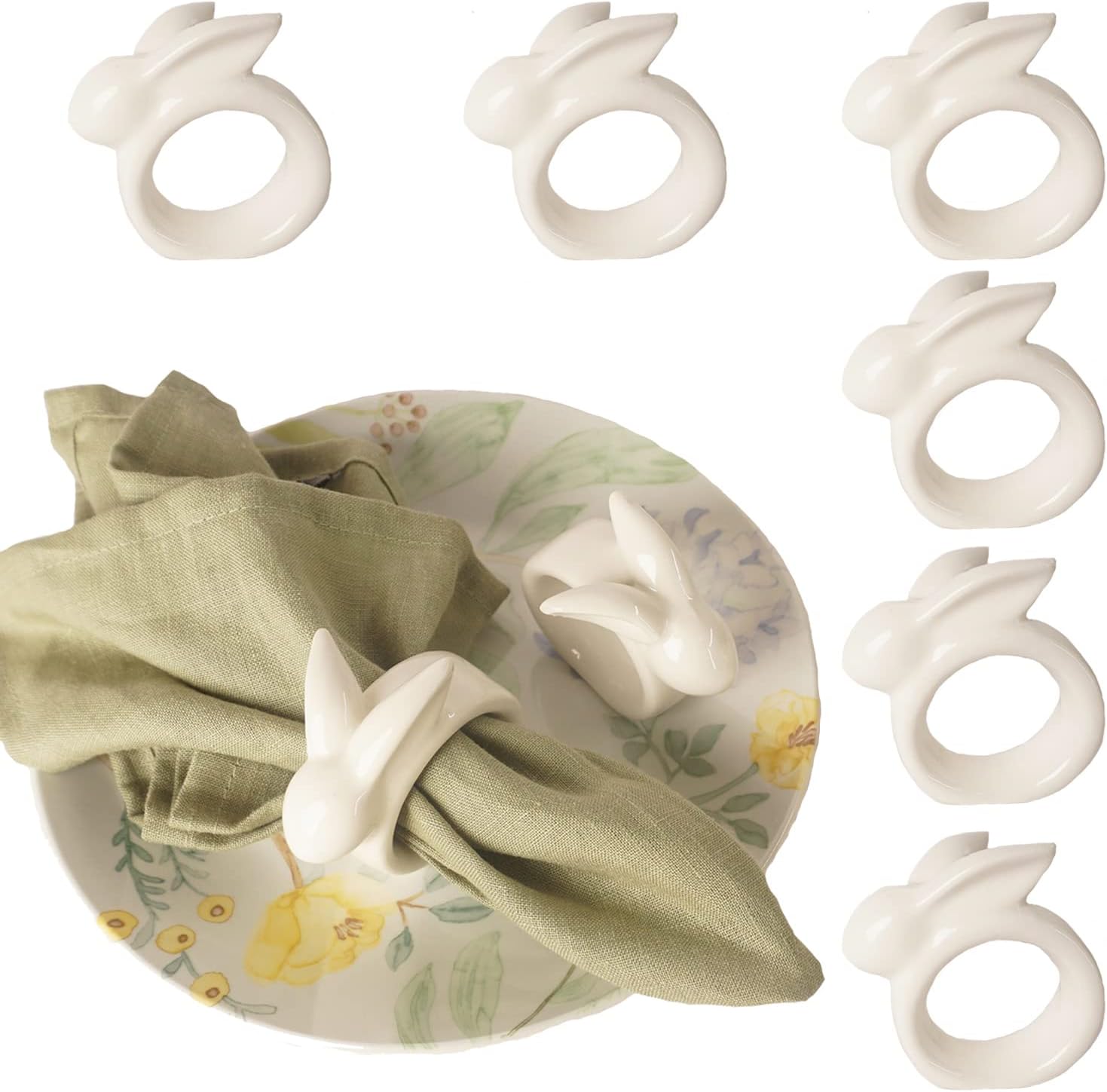 Utalek Easter Bunny Napkin Rings Set of 6