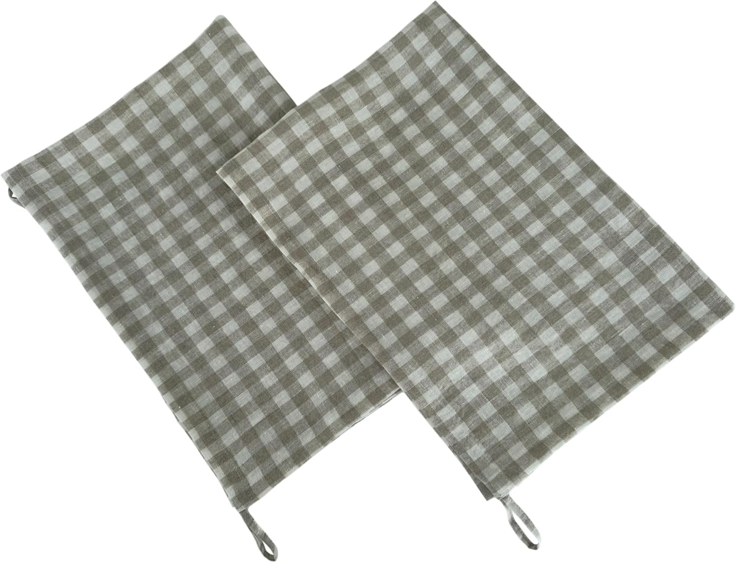 Eight Owls Stonewashed Linen Dish Towels - Set of 2 Natural Check 1
