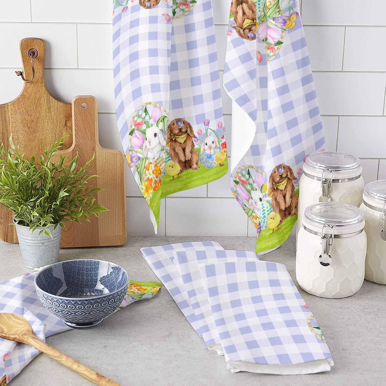 ZOE GARDEN Easter Basket Bunny Kitchen Towels