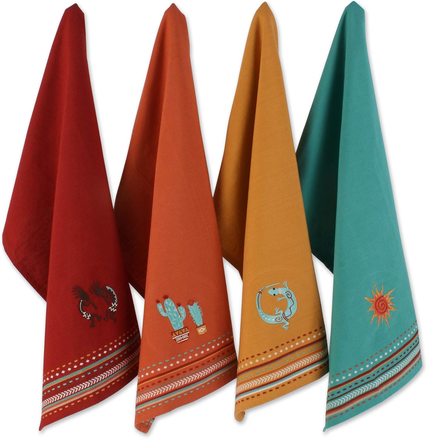 DII Southwest Hacienda Stripe Dishtowel Set 18x28 Assorted 4 Piece