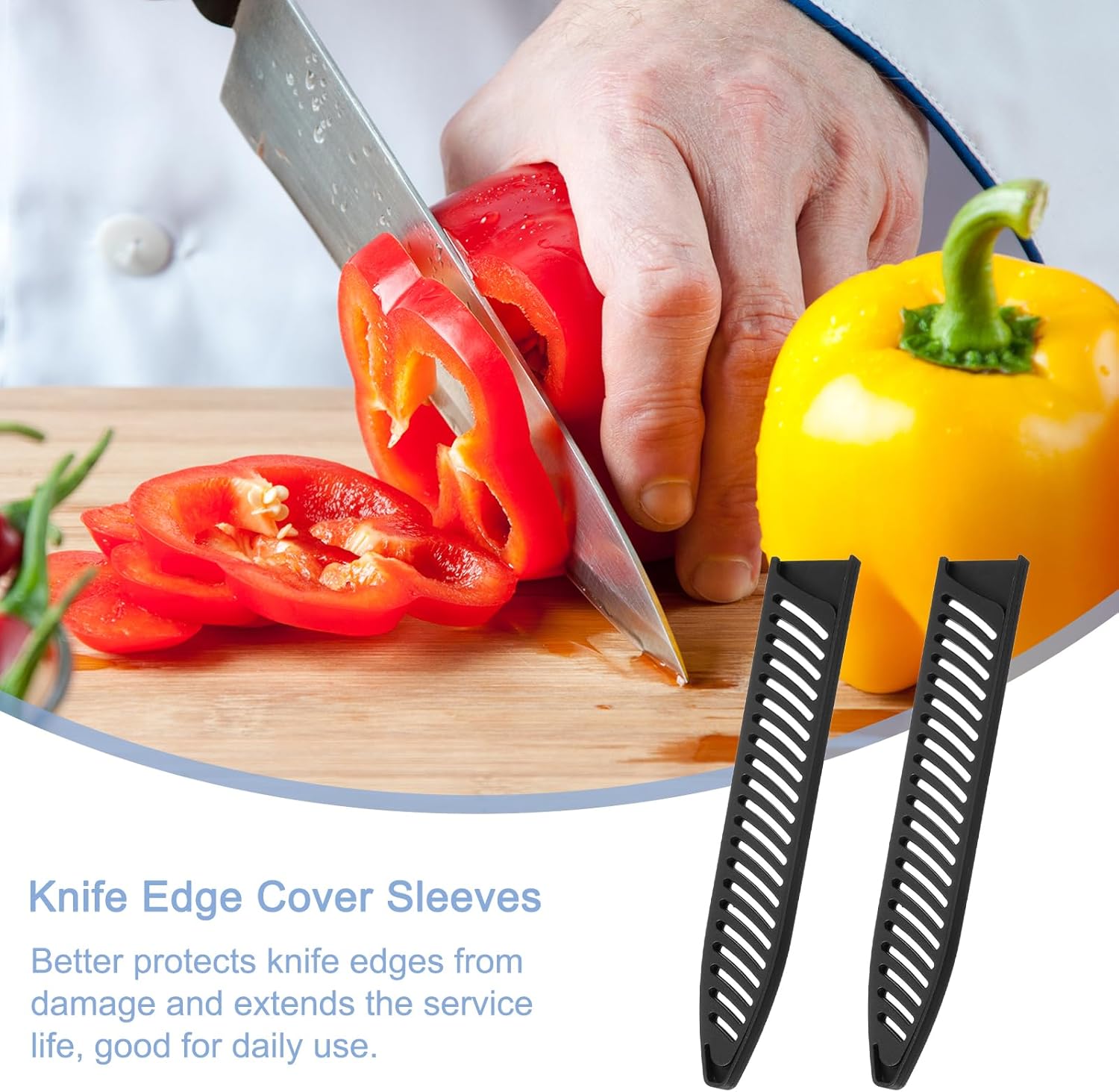 Protect your kitchen knives with our sleek black cover sleeve set