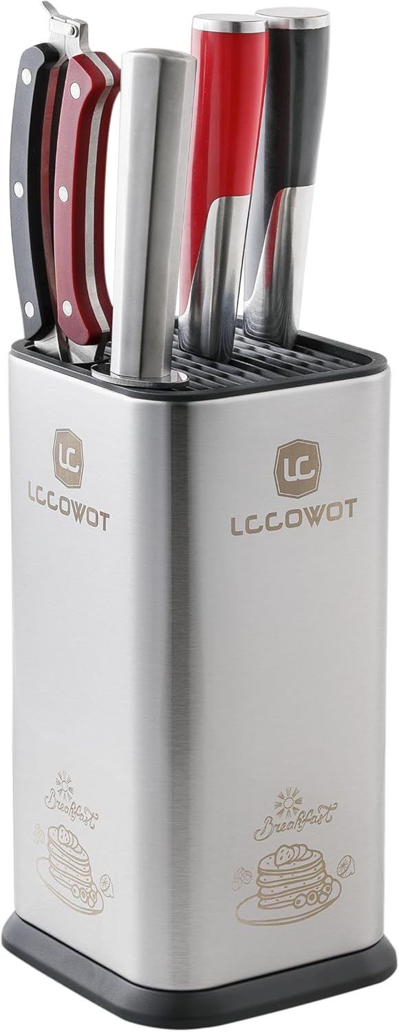 Lccowot Space-Saving Stainless Steel Knife Block