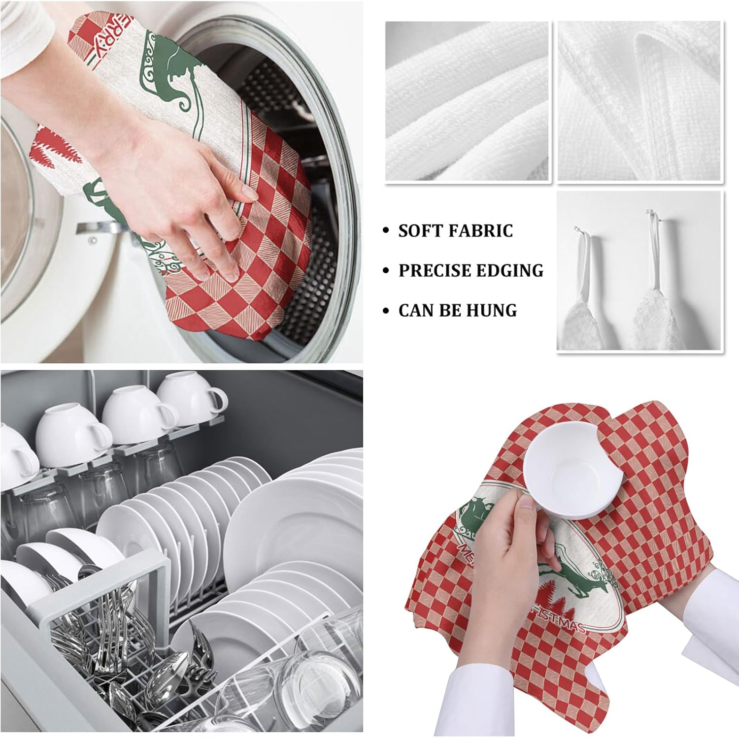 Rustic Red Christmas Sleigh Dish Towels