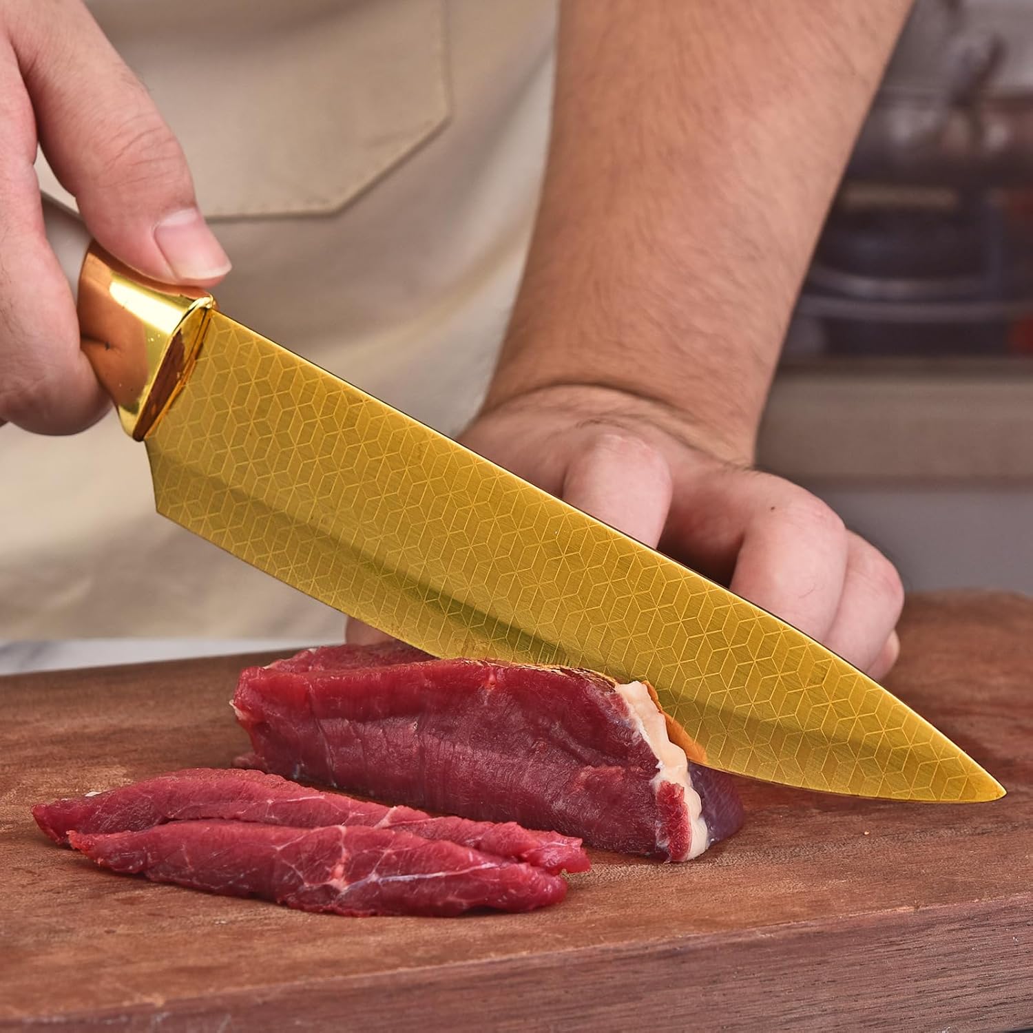 Molrmyk 14Pcs Knife Set with Wood Block and Steak Knife