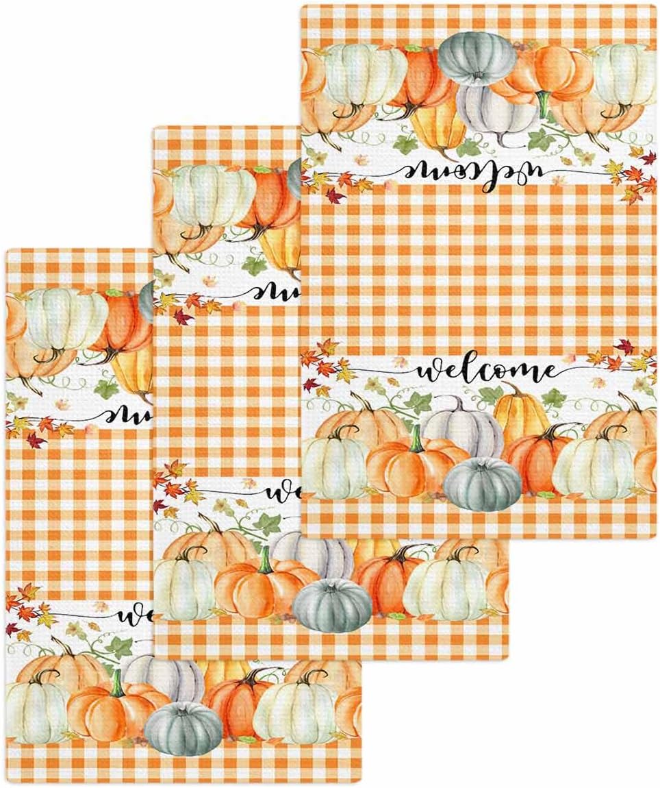 Vibrant Fall Plaid Kitchen Towels 3-Pack